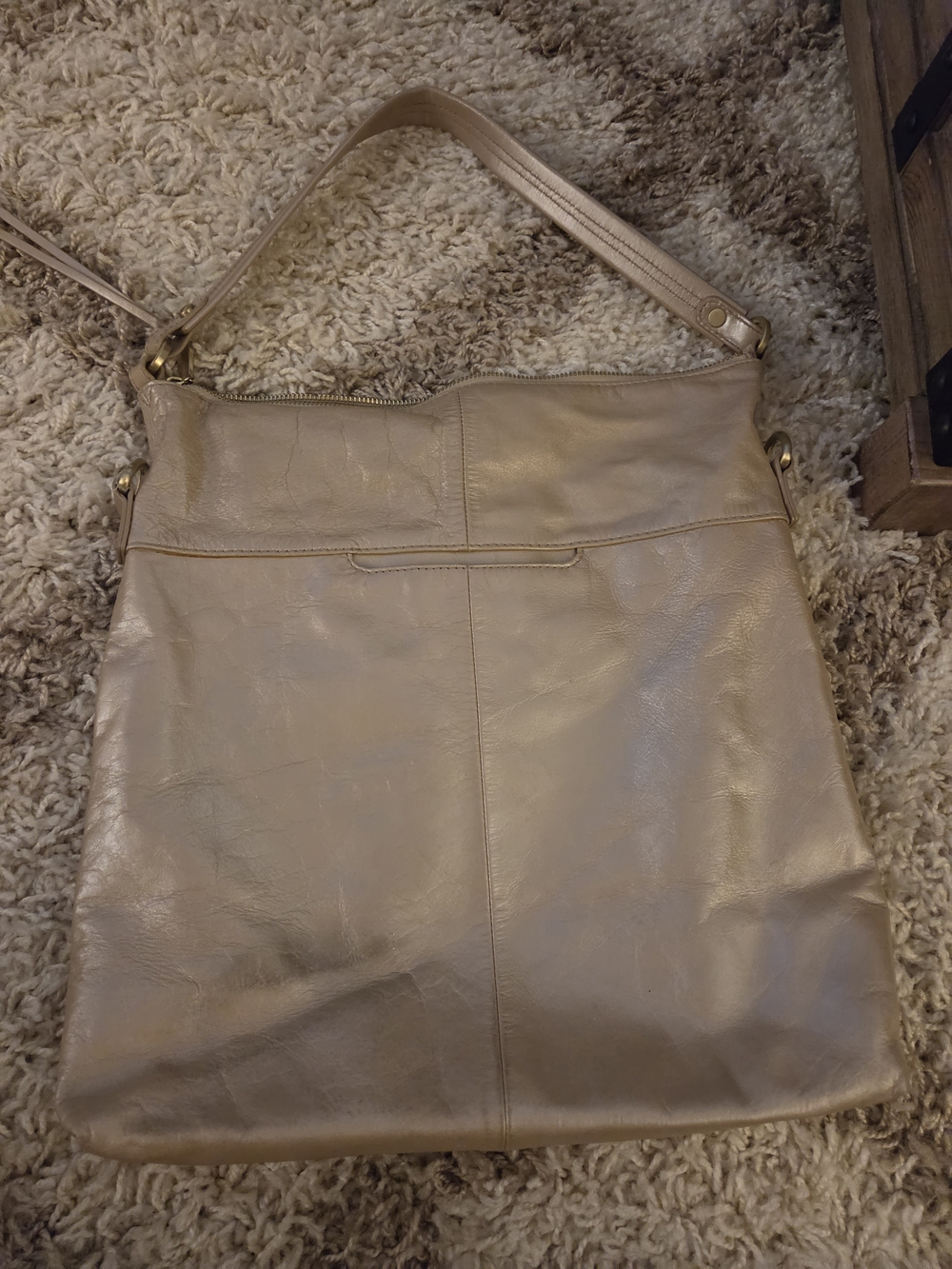 HOBO Beige Leather Shoulder Bag with Top Strap